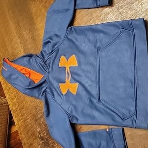 Under Armour YSM loose fit navy and orange hoodie